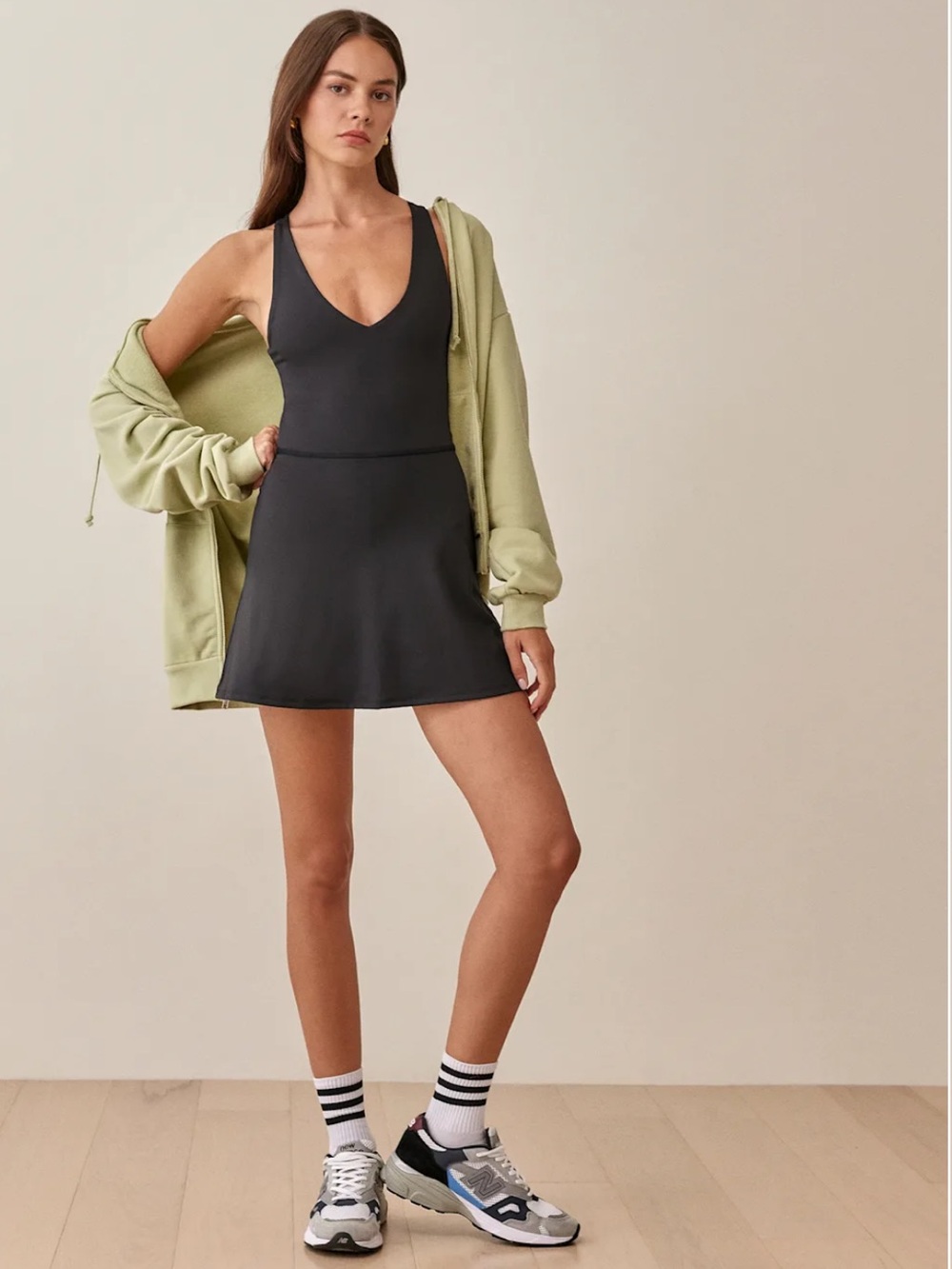 Reformation Bella Ecomove Active Dress Black Size L